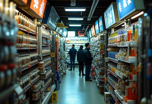 活気のある海洋釣具店の店内写真